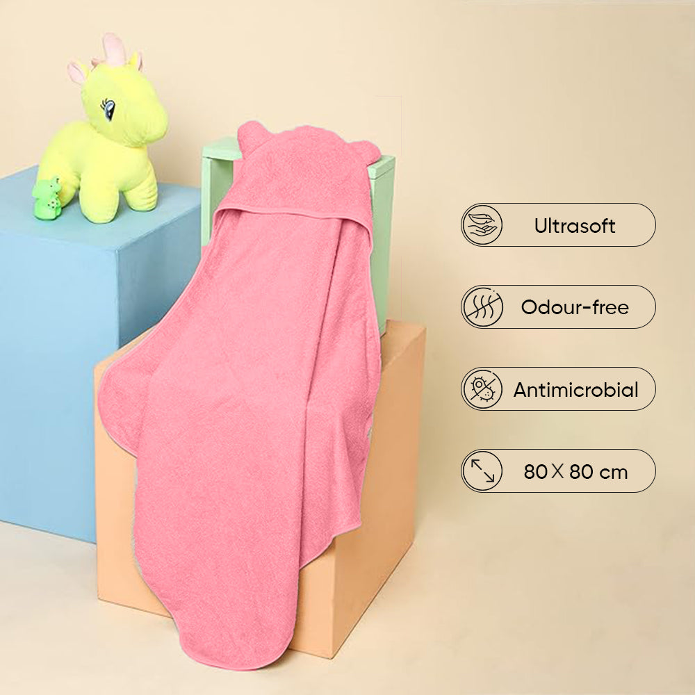 Furbo 100% Bamboo Hooded Baby Bath Towel Ultra Absorbent, Soft Feel, Quick Drying & Antibacterial, 600 GSM