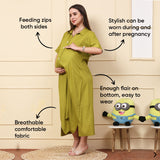 Women's Lime Green Ankle Length Maternity Dress