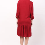 Women's Hot Red Knee Length Maternity Dress