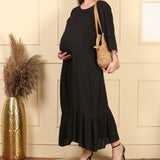 Women's Black Ankle Length Maternity Dress