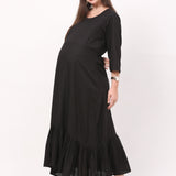 Women's Black Ankle Length Maternity Dress