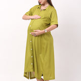 Women's Lime Green Ankle Length Maternity Dress