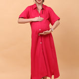 Women's Pink Ankle Length Maternity Dress