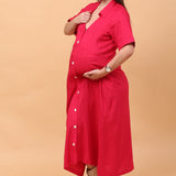 Women's Pink Ankle Length Maternity Dress