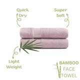 FURBO 100% Bamboo Face Towels Ultra Absorbent, Soft Feel, Quick Drying & Antibacterial (Pack Of 3) 600 GSM, 35 cm x 35 cm (Grape Pink)