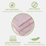 FURBO 100% Bamboo Face Towels Ultra Absorbent, Soft Feel, Quick Drying & Antibacterial (Pack Of 3) 600 GSM, 35 cm x 35 cm (Grape Pink)