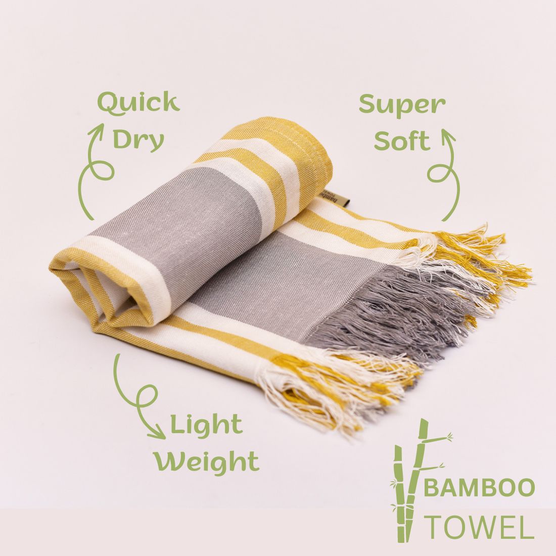 Furbo 100% Bamboo Turkish Towel Super Absorbent, Soft & Antibacterial, 220 GSM, 150 cm x 75 cm (Pack Of 2) (Pink & Yellow)