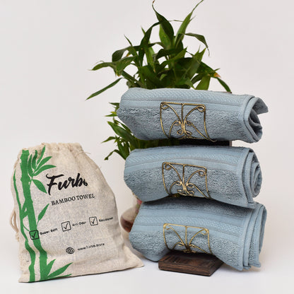 Furbo 100% Bamboo Hand Towel Ultra Absorbent, Soft Feel, Quick Drying & Antibacterial, 600 GSM, 60 cm x 40 cm (Cadet Blue)