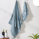 FURBO 100% Bamboo (Set Of 3) Bath Towel, Face Towel & Hand Towel 600 GSM Ultra Absorbent, Soft Feel, Quick Drying & Antibacterial (Cadet Blue)